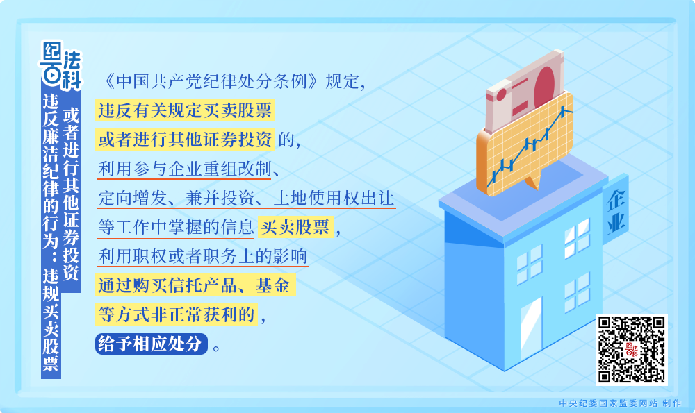 紀(jì)法百科丨違反廉潔紀(jì)律的行為：違規(guī)買(mǎi)賣(mài)股票或者進(jìn)行其他證券投資